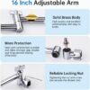 G-Promise All Metal 14 Inch Rain Shower Head with 16 Inch Adjustable Extension Arm | High Pressure Rainfall Showerhead | Luxury Modern Look Rectangular Large Waterfall Showerhead (Chrome)
