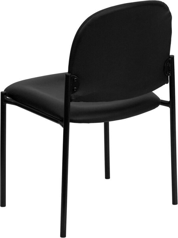 Flash Furniture Tania Comfort Vinyl Upholstered Stackable Side Reception Chair with Padded Seat, Modern Stackable Chair for Living Room/Office, Black
