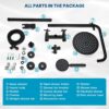 gotonovo SUS304 Outdoor Shower Fixture High Pressure Shower System Combo Wall Mount 2 Dual Function Shower Faucet Set Round Handheld Spray Matte Black Double Cross Handle