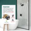Bathtub Shower Faucet Set,6 Inch Square Shower Trim Kit Single Handle Shower System,Showerhead and Handle Set Male Thread Pressure Balance Valve,Without Tub Spout,Matte Black