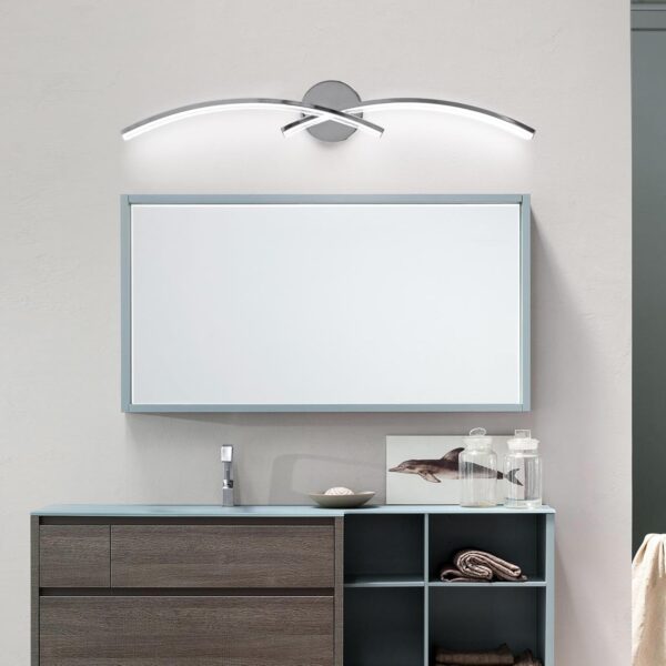 6000K Modern Vanity Light, 31 inch Chrome Bathroom Light, 15W Modern Dimmable Bathroom Light Fixture Over Mirror for Mirror Cabinet