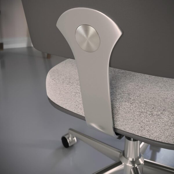Realspace® Modern Comfort Picali Bouclé Fabric/Vegan Leather Low-Back Task Office Chair, White Stone/Gray/Brushed Nickel, BIFMA Compliant