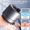 Ion Drops Shower Head with 60 Inch Hose, 4 Spray Mode Showerhead with Handheld for Hard Water, Detachable Shower Filter Head High Pressure Shower Head with On/Off Switch, Grey