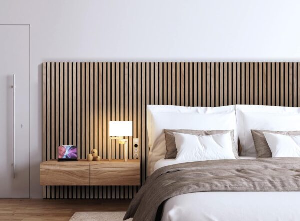 Woody Walls Acoustic Wood Wall Panels for Interior Wall Decor | Set of 2 Seamless Joint Wood Panels for Walls | DIY Wood Slat Wall | 3D Wall Panel Effect for Any Interior Design (Oslo)