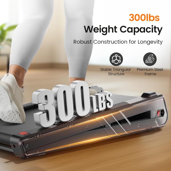 Small Walking Pad for Home and Office, Portable Under Desk Treadmill with Fixed 7% Incline and Adjustable 2% Incline, 300LBS Capacity
