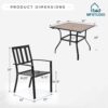 71kUhEjzHIL._AC_SL1500_.jpg MFSTUDIO 5 Piece Patio Dining Set Metal Patio Armrest Dining Stackable Chairs and Larger Square Table Set, 37" Square Bistro Table and 4 Backyard Garden Chairs - Umbrella Hole 1.57"