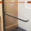 Shower Doors for Bath Tub Modern 60" W x 58" H Shower Glass Door Bath Tub Doors Glass Sliding with 1/4" (6mm) SGCC Tempered Glass and Stainless Steel Handle for Bathroom, Matte Black
