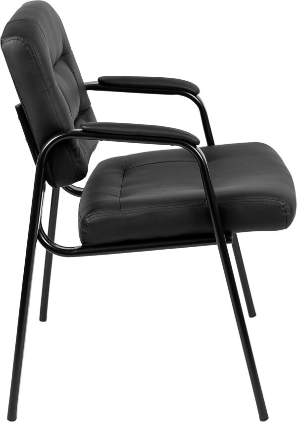 Flash Furniture Darwin Flash Fundamentals LeatherSoft Executive Reception Chair, Modern Tufted Lounge Chair for Living Room or Office, Black