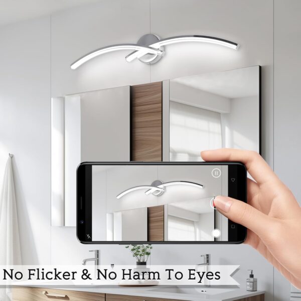6000K Modern Vanity Light, 31 inch Chrome Bathroom Light, 15W Modern Dimmable Bathroom Light Fixture Over Mirror for Mirror Cabinet