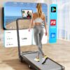Foldable Treadmill with 8% Incline, Upgrade 3.5HP Low Noise Walking Pad Treadmill with Handle Bar, Trisomy 4 in 1 Portable Under Desk Treadmills for Home/Office, 330 Lbs Capacity, APP & Remote Control