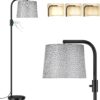 Ambimall Fully Dimmable Floor Lamp - Floor Lamps 9W LED Light Bulbs, Standing Lamps for Living Room with Adjust Head, Modern Standing Light Rotary Switch, Tall Lamp for Bedroom (Black and Linen Grey)