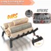 17 Inch Heavy Duty Fireplace Grate, Small Fire Wood Log Burning Rack Holder with 6 Support Bars for Indoor Outdoor Fire Place Accessories, Wrought Iron Firewood Stove Insert, Black