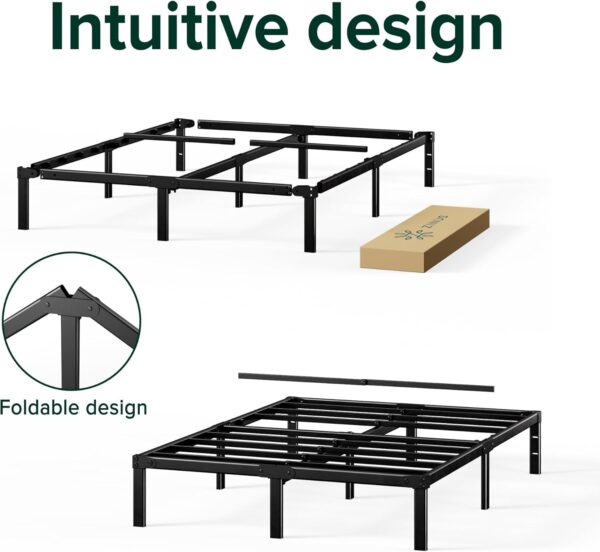 Zinus Yelena 14 Inch Metal Platform Bed Frame, Steel Slat Support, No Box Spring Needed, Eco Friendly WonderBox(TM) Packaging, Easy Assembly, Black, Queen