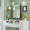 16x24 Inch Black Mirror Medicine Cabinet Metal Framed Recessed Wall Mounted Bathroom Medicine Cabinet with Mirror and Storage