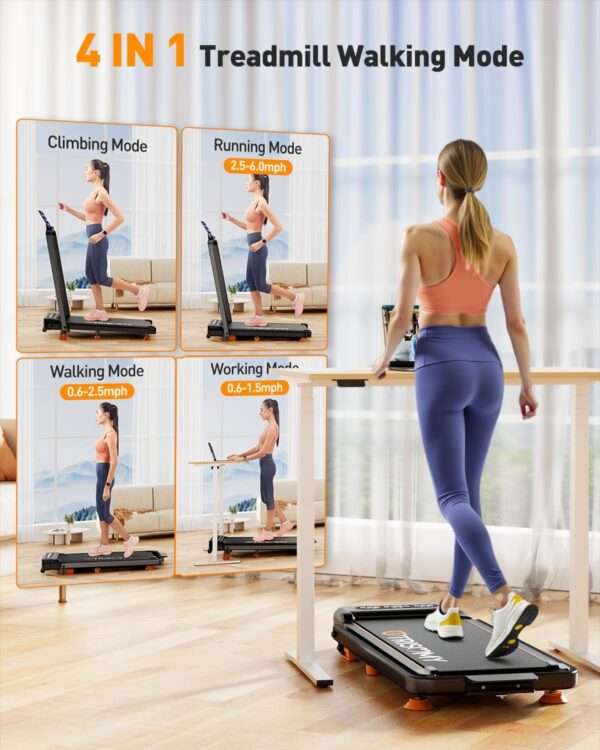 Upgrade 3.5 HP Walking Pad Treadmill with Incline & Handle Bar, Small Treadmill, Portable Walking Pad 330+ LB Capacity for Home Office, Under Desk Walking Running Pad with Remote, Smart App