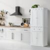 VEVOR 72" Tall Storage Cabinet with Doors, Drawer, 3 Adjustable Shelves, Utility Pantry for Kitchen, Living Room, Dining, Laundry, Pearl White