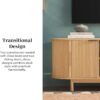 Walker Edison Modern Curved Reeded TV Stand for TVs up to 65 Inches, Credenza with Sliding Doors and Adjustable Shelves, TV Stand with Cord Management Cutout, 60 Inch, Coastal Oak