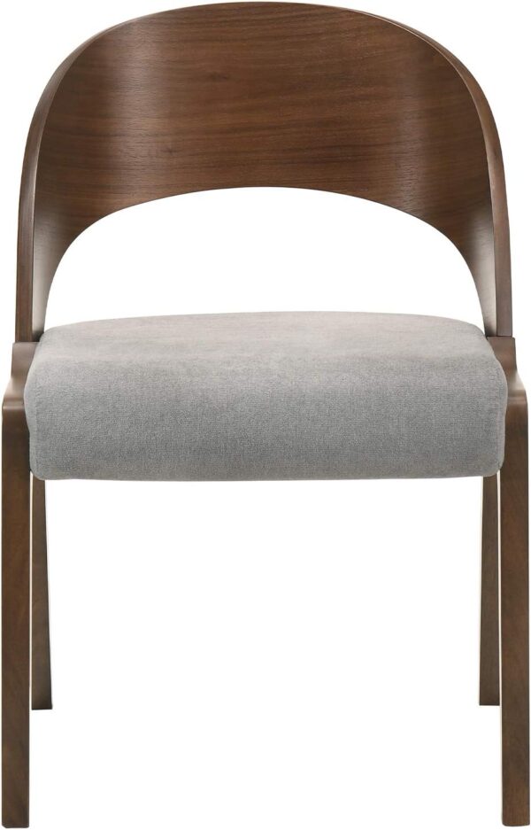 Armen Living Polly Mid-Century Modern Dining Accent Chairs Finish Fabric-Set of 2, 20" Wide, Walnut/Grey