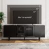71lstfYNmlL._AC_SL1500_.jpg Boho TV Stand for 55-65 Inch TV, 4 Doors, Entertainment Center with Adjustable Shelf, TV Console with 4 Cabinets, Media Console, Solid Wood Feet, Cord Holes for Living Room, Bedroom, Black