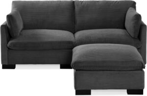 Best Choice Products 82in Modular Pillowtop Loveseat Sofa, Deep Seat Sectional Couch w/Ottoman & Storage, Comfy, Washable, Real Wood Frame and Legs – Gray