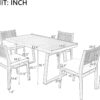 5 Pieces Patio Dining Set, Acacia Wood Dining Table and Chair Set, All-Weather Outdoor Conversation Set Gathering Set with Thick Cushions for Garden Backyard Balcony (Gray+Acacia5)