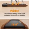 FYC Wooden Walking Pad, Under Desk Treadmill for Home Compact Mini Treadmills with Remote Control, 265lbs Capacity Low Noise Portable Walking Jogging Machine Installation-Free