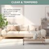 JUBEST 36in x 96in Glass Barn Door, Clear Tempered Glass Carbon Steel Pre Drilled Frame Sliding Barn Door Panel with 6FT Hardware Kit and Soft Close, Easy to Install