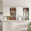Fluted Bathroom Wall Cabinet, Wooden Medicine Cabinet with Sliding Door Adjustable Shelf, Modern Bathroom Wall Mounted Cabinet Kitchen Living Room, White