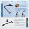 Alesco 10" Shower Heads with Handheld Spray Combo, 12" Extend Shower Arm with 3-Way Diverter Valve, 7-Setting Handheld Spray and High-Pressure Showerhead, Dual Showerheads Set, Matte Black