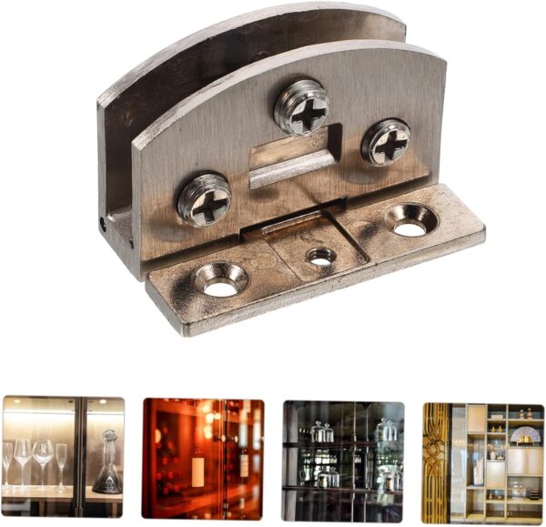 DOITOOL Modern Style No Drilling Glass Door Hinge 4pcs Stainless Steel Easy Install for Shower Doors
