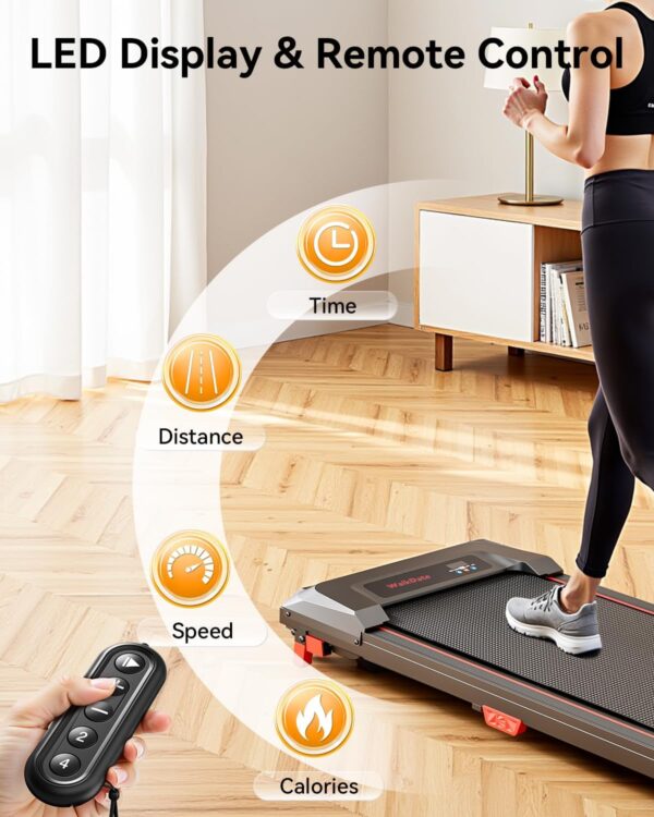 Walking Pad Treadmill, WalkDate Incline Walking Pad Under Desk Treadmills 330 Lbs Capacity, 2.5HP Low Noise Portable Running Machine for Home and Office, with LED Display, Remote Control, Beige