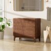 ROOMTEC 36" Bathroom Vanity, Mid-Century Freestanding Bathroom Cabinet Vanity with Storage, Particleboard Frame with Wood Grain Laminate, Walnut (Sink Basin Not Included)