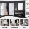 WPC Slat Wall Paneling, Modern Accent 3D Wall Panels, 8-Piece 94.5" x 6.6" TV Wall Panel, Bedroom, Living Room, Matte Black