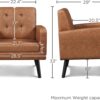 Yaheetech Mid-Century Accent Chairs, PU Leather Modern Upholstered Living Room Chair, Cozy Armchair Button Tufted Back and Wood Legs for Bedroom/Office/Cafe, Retro Brown 2 PCS