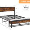 Queen Size Bed Frame with Wood Headboard and 2 Storage Drawers, Metal Platform Bed Frame Queen with Heavy Duty Metal Slats Supports, Noise-Free, No Box Spring Needed, Rustic Brown