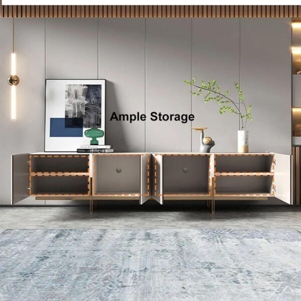 homary Modern TV Stand for TVs Up to 85", Long Entertainment Center with Storage Cabinets TV Console Table for Living Room, Bedroom (Off White, 86.6" W x 15.7" D x 23.6" H)