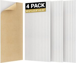 71msDuTuHGL._AC_SL1500_.jpg TONOR 4 Pack Large Acoustic Panels,47.2" X 23.6" X 0.35" Acoustical Wall Panel, Self-Adhesive Sound Proof Panels, Decorative Soundproof Wall Panels for Echo Absorption for Home Studio Office, White