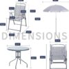71mtVgMnoL._AC_SL1500_.jpg Shintenchi 6 Piece Patio Dining Set with Umbrella, Outdoor Furniture Set with 4 Folding Chairs and Tempered Glass Top Dining Table fot Lawn Backyard Garden Porch Silver