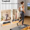 Walking Pad Treadmill, WalkDate Incline Walking Pad Under Desk Treadmills 330 Lbs Capacity, 2.5HP Low Noise Portable Running Machine for Home and Office, with LED Display, Remote Control, Beige