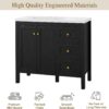 DWVO 36 Inch Bathroom Vanity with Sink Combo, Modern Bathroom Storage Cabinet with Resin Basin, Three Holes, 2 Doors & 3 Drawers, Black