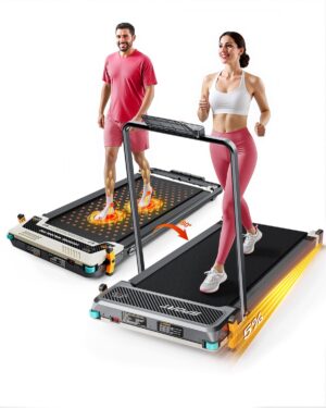 Versatile Walking Pad with Incline - Dual-Sided Under Desk Treadmill with Foot Massage,Portable Compact Treadmills with 330LBS Weight Capacity,2 in 1 Walking Treadmill for Home/Office-Orange