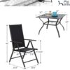 71mz1Ld14aL._AC_SL1500_.jpg PHI VILLA 5 Pcs Patio Dining Set with Patio Table and Chairs, Outdoor Dining Set for 4 with Adjustable Patio Folding Chairs & Square Patio Dining Table with 1.57" Umbrella Hole, Black