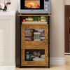 Coffee Station Cabinet with 2-Door, 4-Tier Coffee Table with Storage, 18.89" Farmhouse Kitchen Furniture, Coffee Bar Cabinet for Living Room/Entryway/Bedroom, Rustic Brown