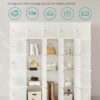 SONGMICS Cube Storage Organizer, Set of 12 Plastic Cubes, Closet Storage Shelves, DIY Plastic Closet Cabinet, Modular Bookcase, Shelving with Doors for Bedroom, Living Room, Cream White ULPC342W02