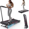 Foldable Treadmill Walking Pad with Auto Incline, 6-Level 12% Portable Under Desk Treadmill for Home Office, 2 in 1 330lbs Capacity Heavy Duty with Handle Bar, 2.5HP Quiet, Upright Space-Saving