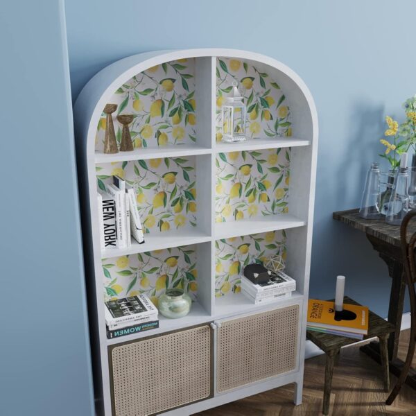 VEELIKE Lemon Peel and Stick Wallpaper Floral 17.7''x118'' Removable Self Adhesive Decorative Fresh Citrus Leaf Prints Floral Wallpaper Vinyl for Nursery Bedroom Kitchen Walls Cabinets Shelf Liners