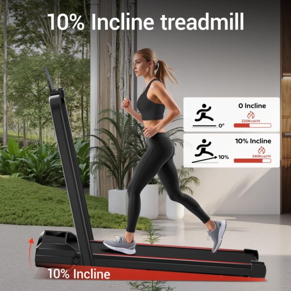 Incline Walking Pad Treadmill for Home and Office, Treadmill with Incline, Under Desk Treadmills with 2.5 HP Quiet Brushless, 265 LBS Capacity