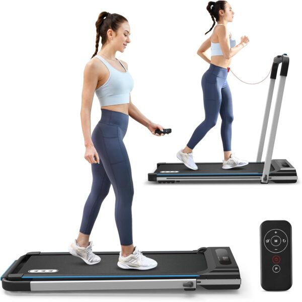 REDLIRO Under Desk Treadmill 2 in 1 Walking Pad, Portable, Folding, Electric, Motorized, Walking and Jogging Machine with Remote Control for Home and Office Workout