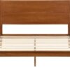 Merax Queen Size Bamboo Platform Bed, Mid-Century Modern Bed Frame with Tall Headboard, Wood Slat Support, No Box Spring Needed, Easy Assembly, Brown