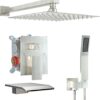 12 Inch Shower Faucet Set with Tub Spout Bathroom Shower System with 12 Inch Rain Shower head and Handheld Shower Head Set, Brushed Nickel